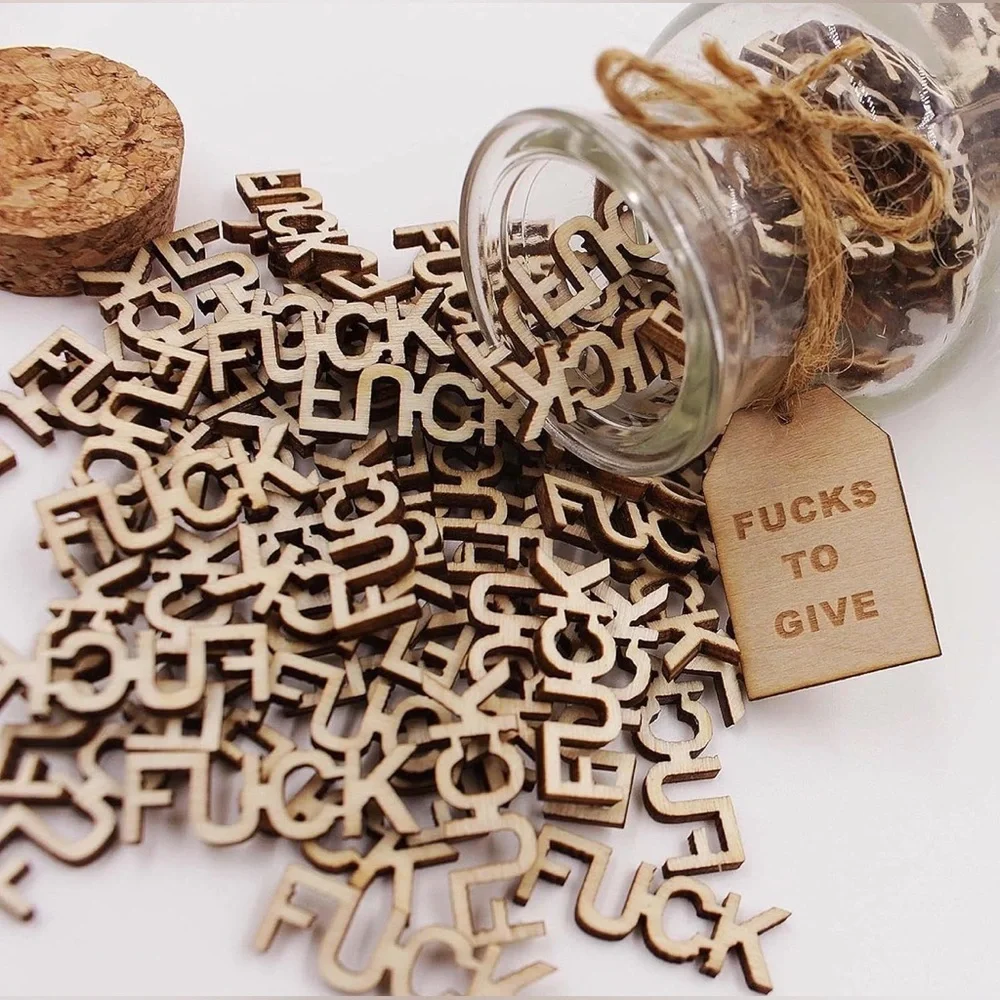 Fcks to Give Jar Funny Gag Gift Wooden Letter Bottle
